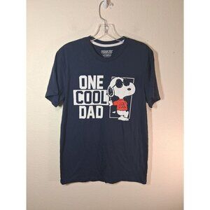 NWT Peanuts Snoopy Graphic T-Shirt One Cool Dad Short Sleeve Crew Blue Small